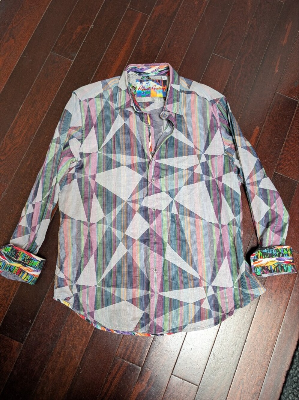 Robert Graham Men's Geometric Stripe Long Sleeve Button Up Shirt NWT